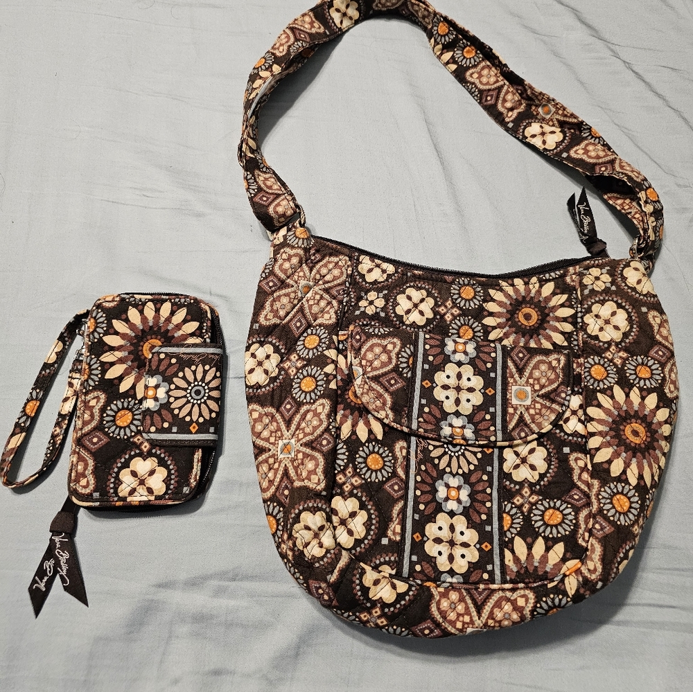 Vera Bradley EUC Canyon Patterned Shoulder/Crossbody Bag and Wallet Set